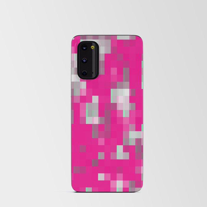 geometric pixel square pattern abstract background in pink Android Card Case