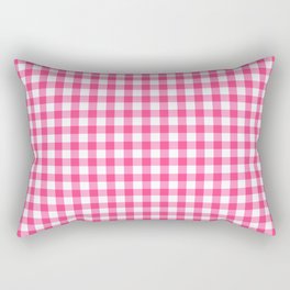 Gingham Print - Pink Rectangular Pillow