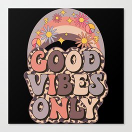 Good vibes only retro leopard pattern Canvas Print