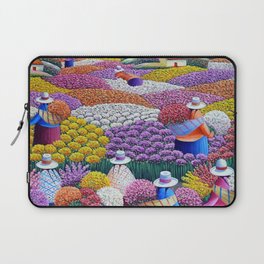 Pearl of the Andes Mountains - Valley of Starry Ranunculus Blossoms and Flower Sellers Laptop Sleeve