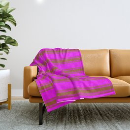 [ Thumbnail: Fuchsia and Sienna Colored Striped/Lined Pattern Throw Blanket ]