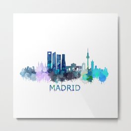 Madrid City Skyline HQ Metal Print | Cityscape, Spain, Skylines, Painting, Alcala, Tower, Cities, Cyti, Espanya, Silhouete 