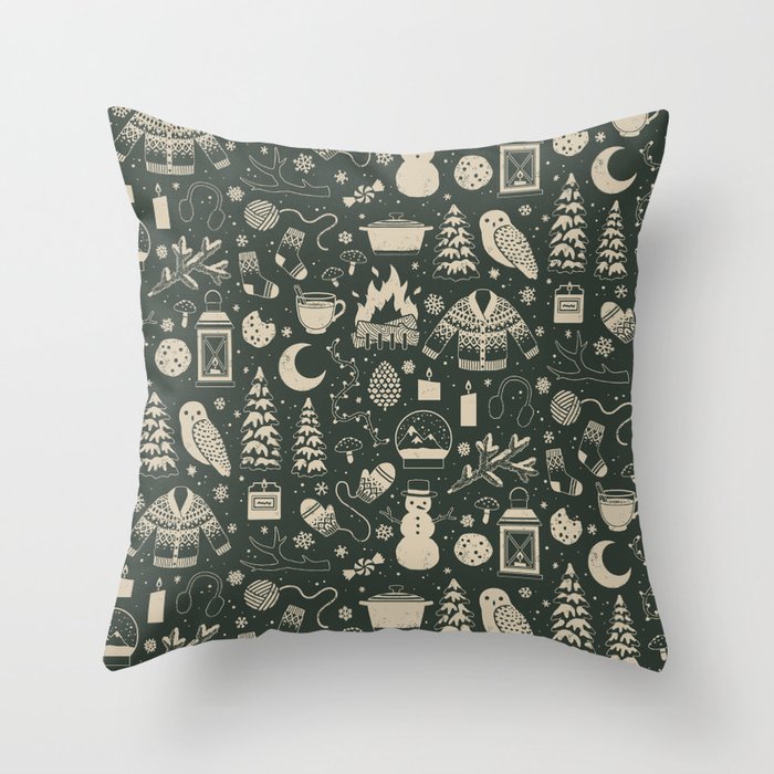 Winter Nights: Forest Throw Pillow