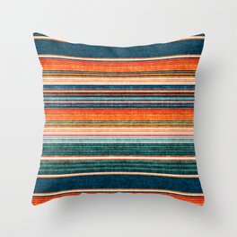 serape southwest stripe - orange & dark teal Throw Pillow