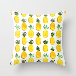 Pineapple love || watercolor Throw Pillow
