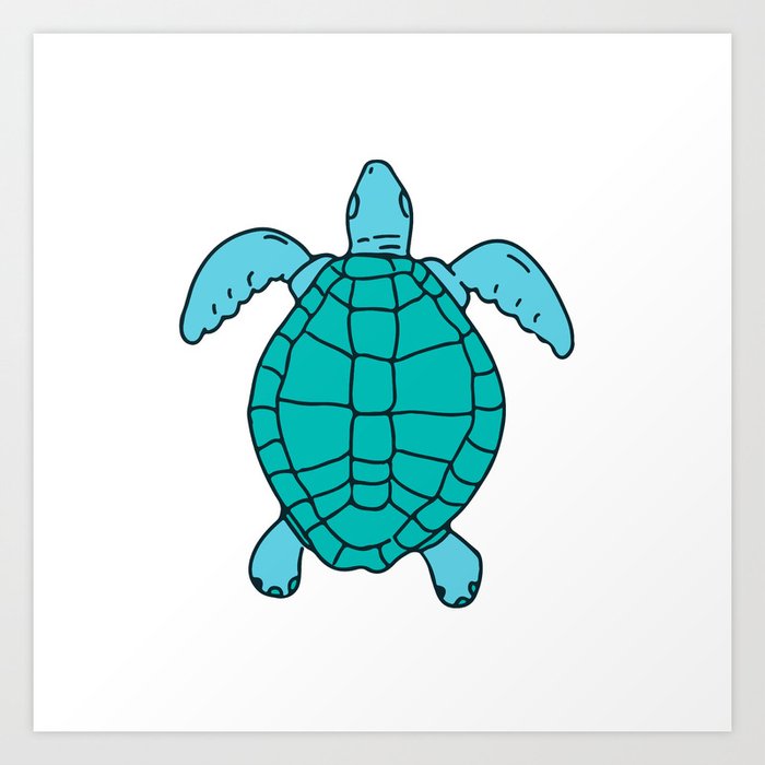 Sea Turtle Swimming Drawing Art Print By Patrimonio Society6