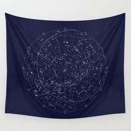Constellation Map Indigo Wall Tapestry