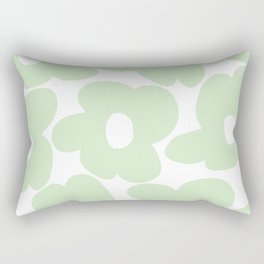 Large Baby Green Retro Flowers White Background #decor #society6 #buyart Rectangular Pillow