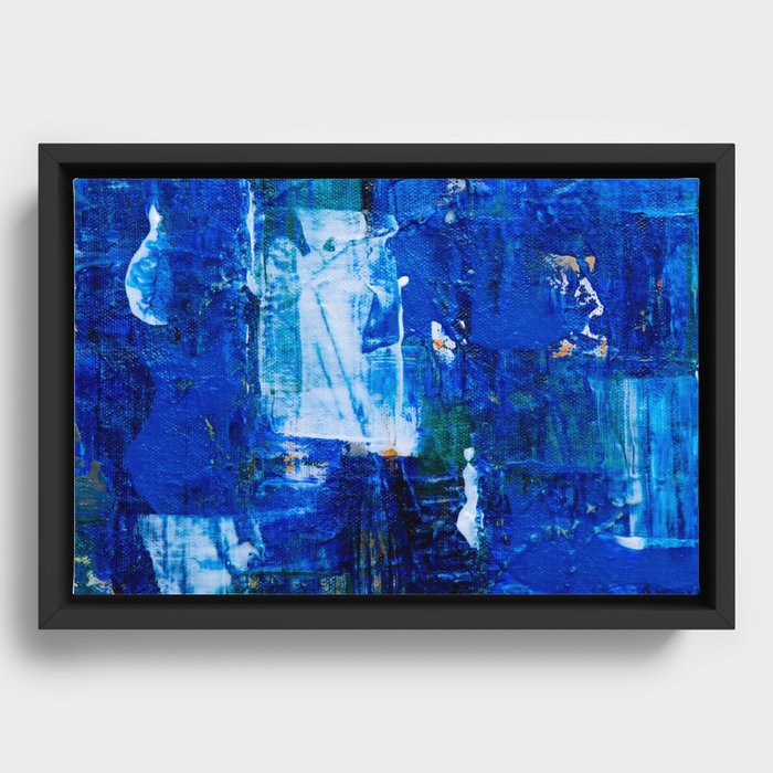 Blue White Abstract Painting Framed Canvas