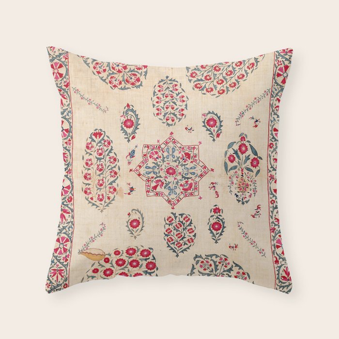 Nurata Suzani Southwest Uzbekistan Embroidery Throw Pillow By