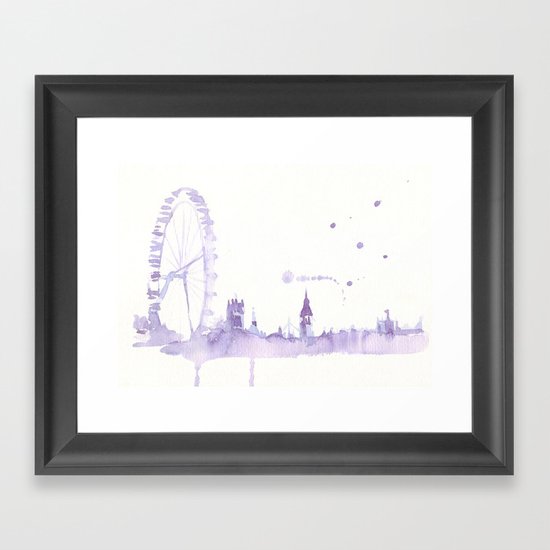 Watercolor landscape illustration_London Eye Framed Art Print