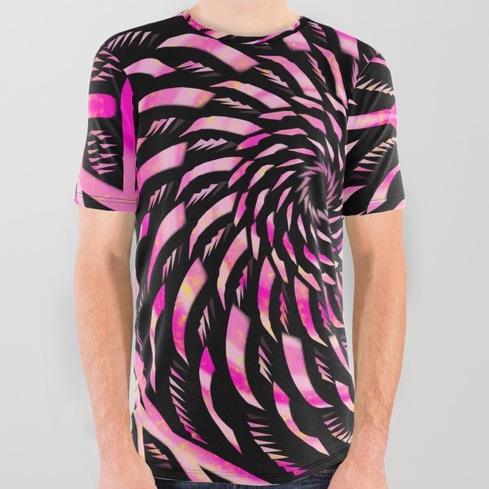 Black and Pink Twirl All Over Graphic Tee