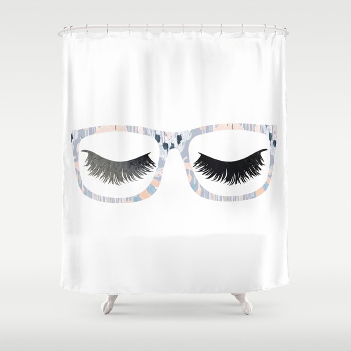 Glasses And Lashes Aka Nerdy And Flirty Shower Curtain By