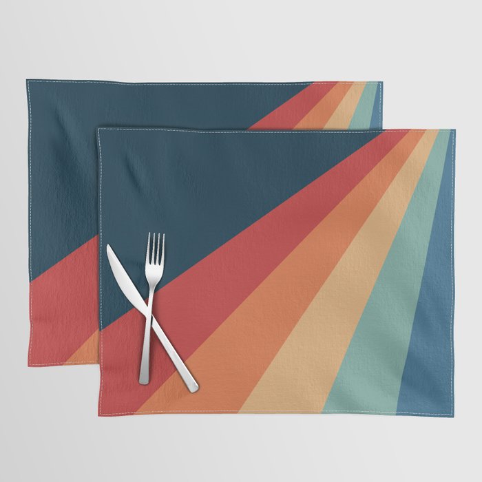 Colorful diagonal retro stripes Placemat