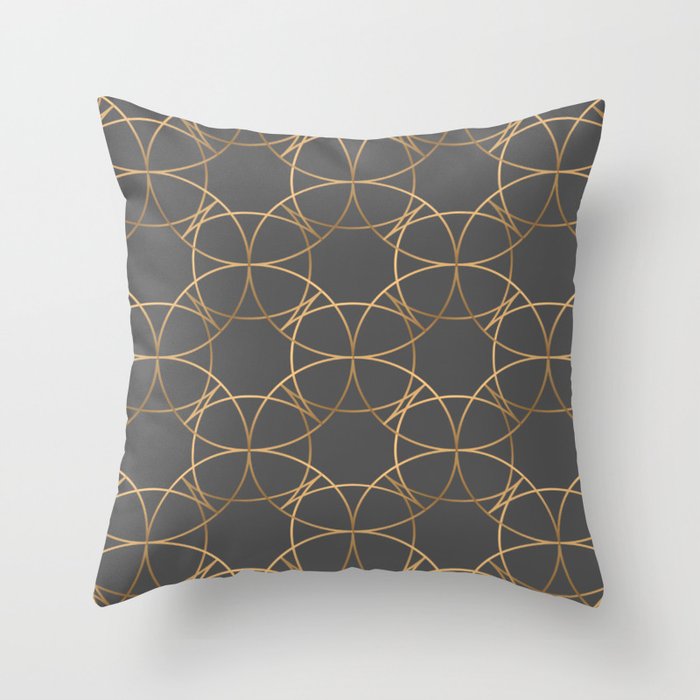 Gray and Gold Luxury Throw Pillow