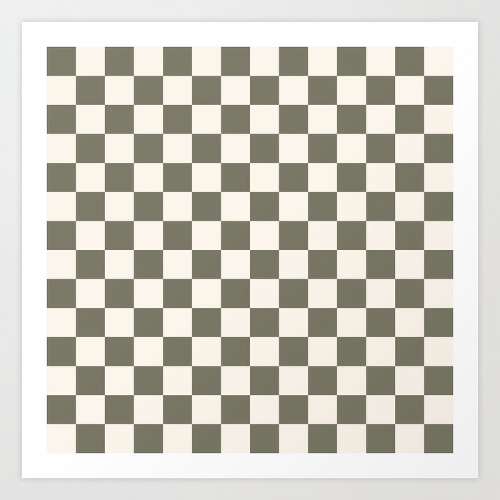 Checkerboard - Olive Green Art Print