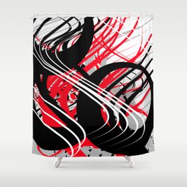 life silver white red black abstract geometric digital painting Shower Curtain