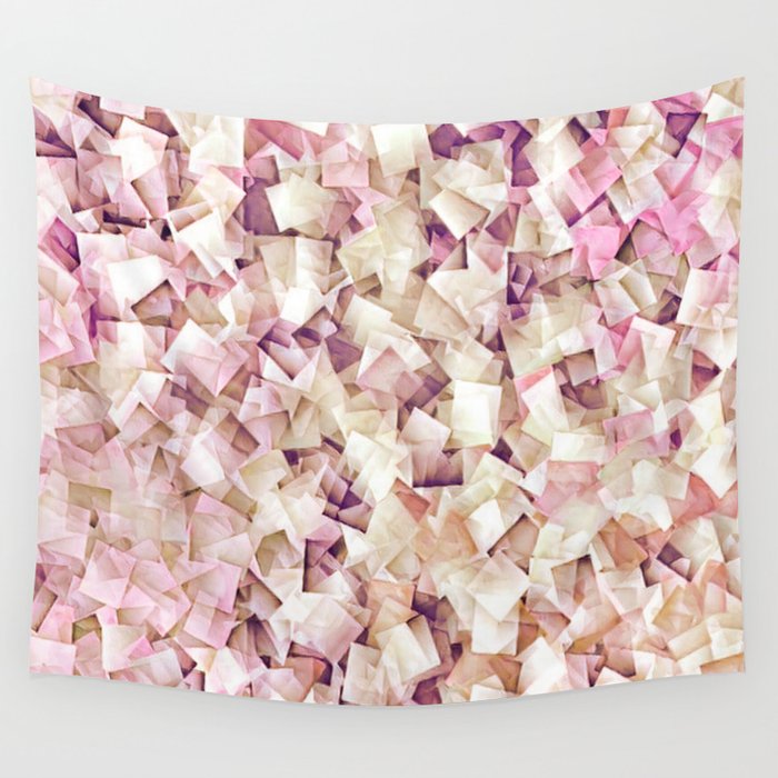 Geometric Stacks Mini Pink Beige Wall Tapestry