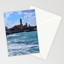 Montazah palace park Alexandria Egypt Mediterranean sea waves Stationery Cards