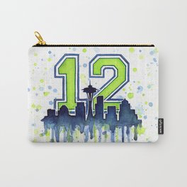 Seattle 12th Man Art Seattle Skyline Space Needle Carry-All Pouch