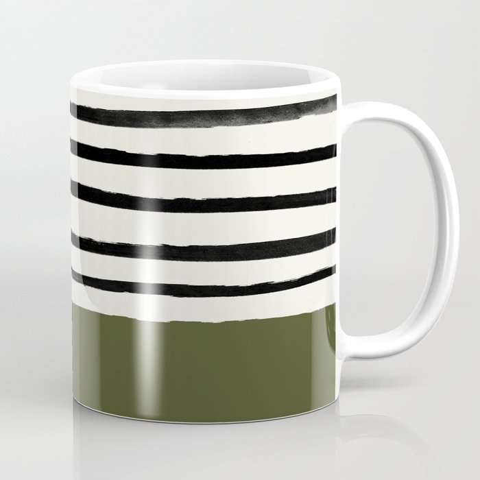 Olive Green x Stripes Coffee Mug