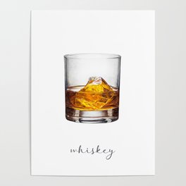Whiskey Cocktail Painting | Watercolor Bar Art Poster