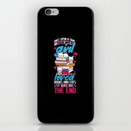 Girl Loves Books And Cats Book Reading Bookworm iPhone Skin