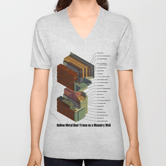 Hollow Metal Door Frame On A Masonry Wall Unisex V Neck By