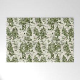 Bigfoot / Sasquatch Toile de Jouy in Forest Green Welcome Mat
