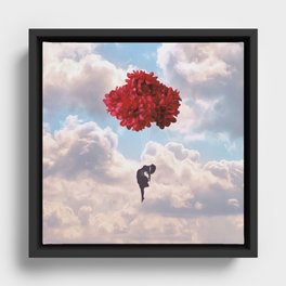 Flower balloon takes her to the wild blue yonder Framed Canvas