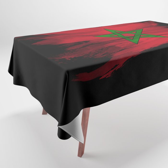 Morocco flag brush stroke, national flag Tablecloth