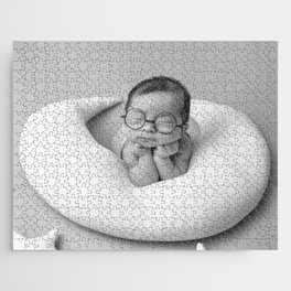 Goodnight moon newborn humorous baby black and white photograph / photograph / photographs bedroom wall decor Jigsaw Puzzle