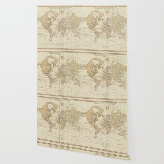 Vintage Map Of The World 1775 4 Wallpaper By Bravuramedia Society6
