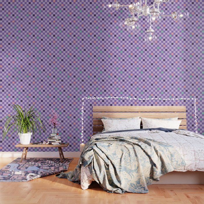 Plaid of Emotions pattern lilac Wallpaper