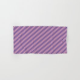 [ Thumbnail: Dark Slate Blue & Light Pink Colored Stripes/Lines Pattern Hand & Bath Towel ]