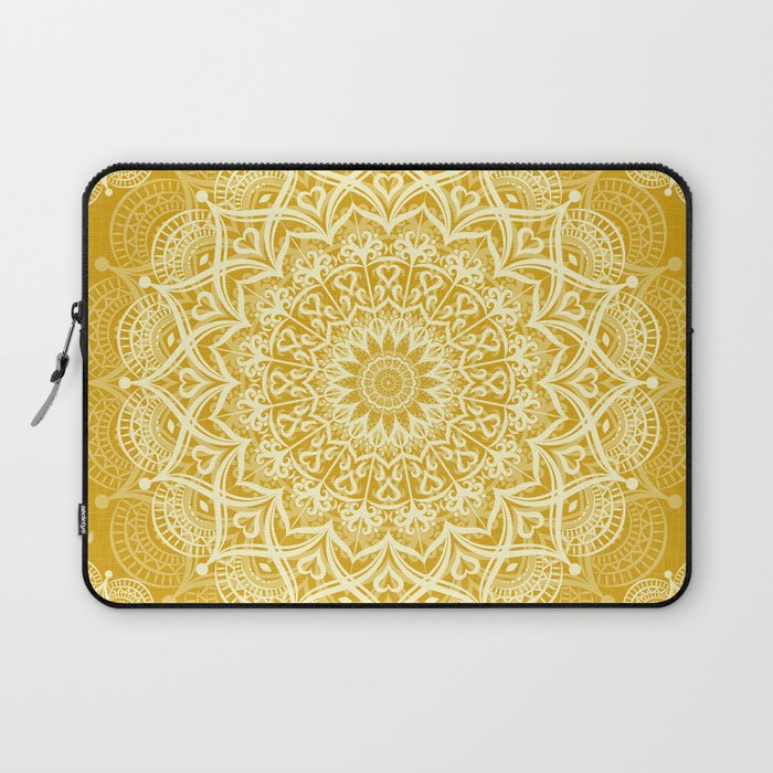 Boho Golden Yellow Mandala Laptop Sleeve