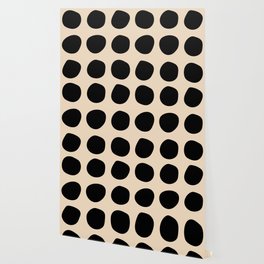 Irregular Polka Dots black and cream Wallpaper