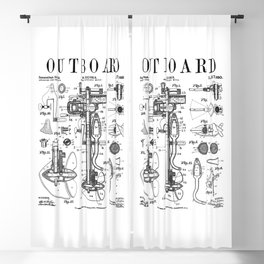 Fishing Boat Outboard Marine Motor Vintage Patent Print Blackout Curtain