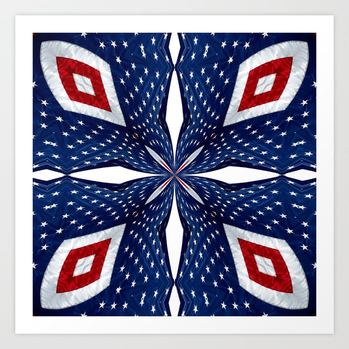 American Flag Kaleidoscope Abstract 3 Art Print By Rosesantucisofranko