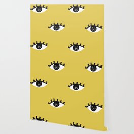 Inky Textured Eye Pattern - Olive Oil Wallpaper