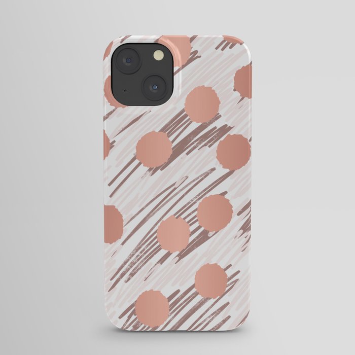 Scratch and Dot abstract minimalist copper metallic art and patterned decor iPhone Case