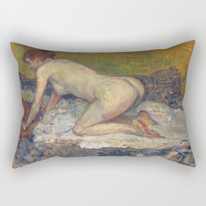Henri de Toulouse-Lautrec "Crouching Woman with Red Hair" Rectangular Pillow