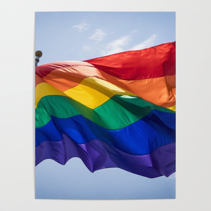 LGBTQIA Flag Flying over Pride March Poster by FourHeronsStudios Society6