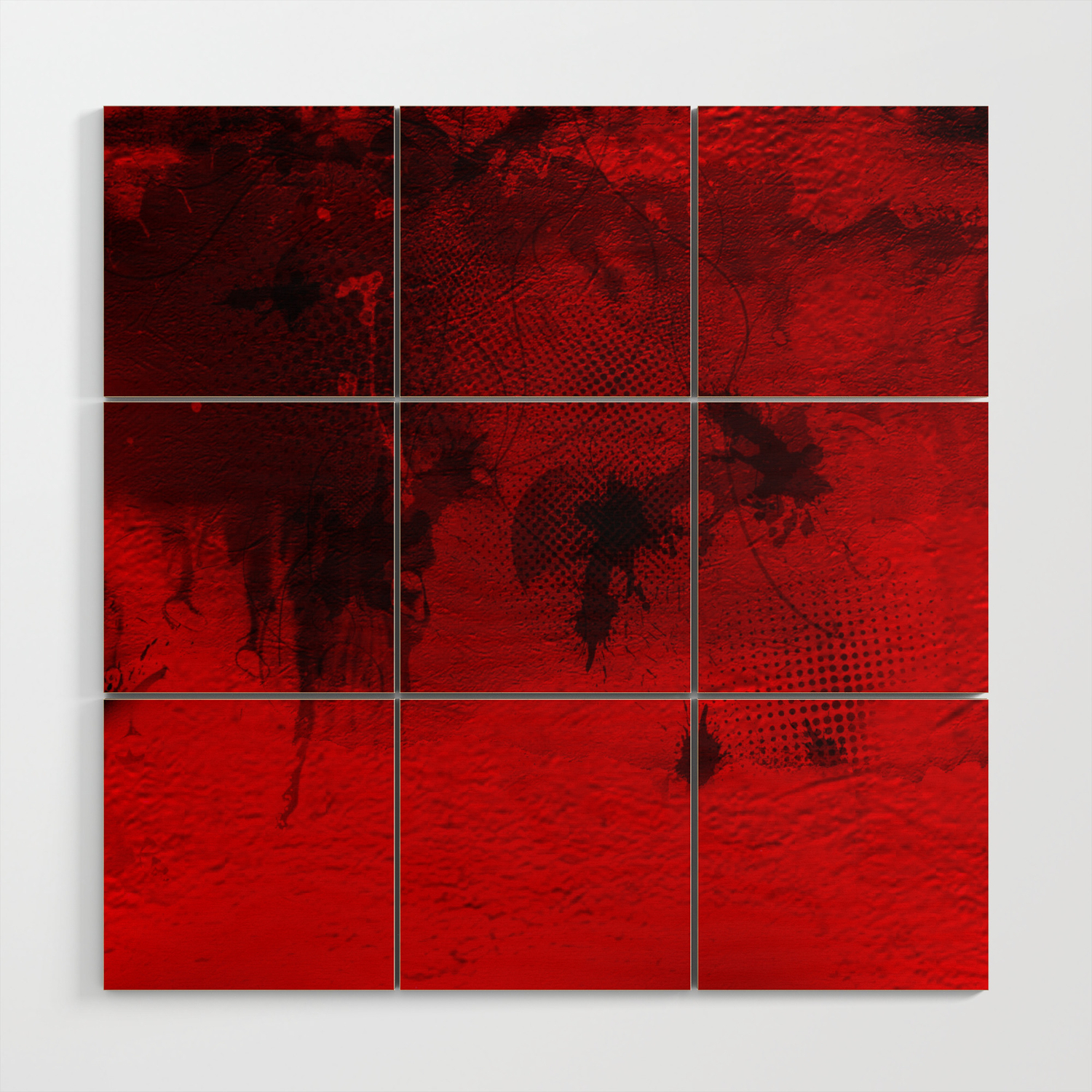 Modern Contemporary Red And Black Abstract Art Wood Wall Art By
