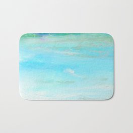 Water Land Soft Bright Oil Pastel Drawing Bath Mat | Aquablue, Landscape, Kellygreen, Silver, White, Drawing, Waterscape, Soft, Abstract, Coastal 
