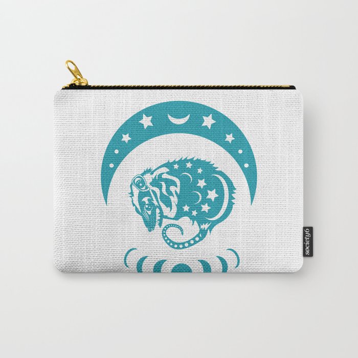 Teal Opossum Carry-All Pouch
