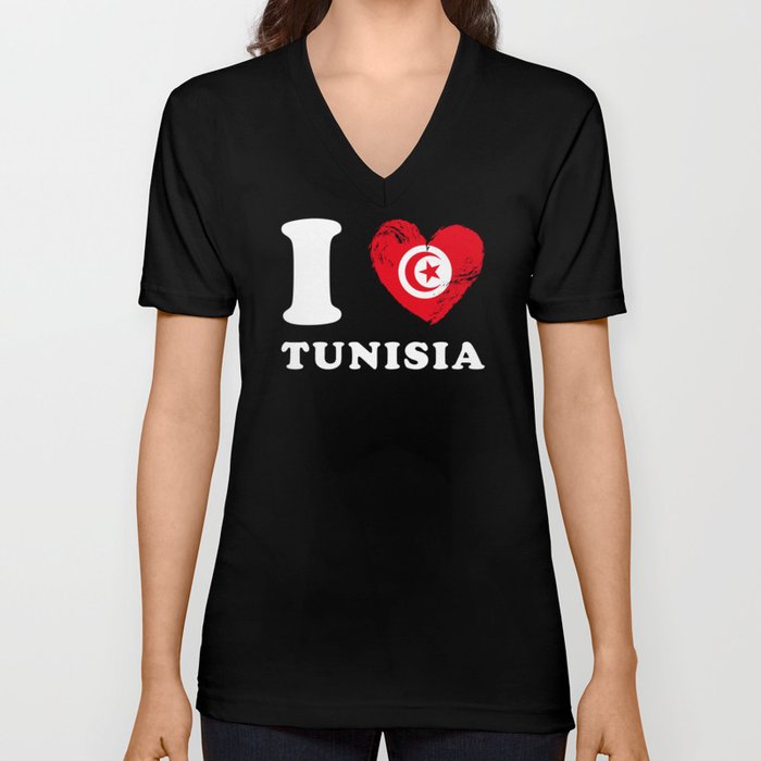 I Love Tunisia V Neck T Shirt