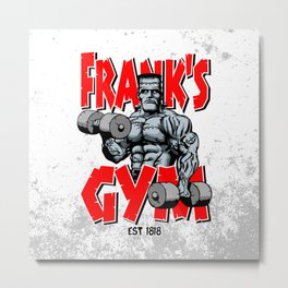 Frank's Gym Metal Print | Fitness, Typography, Monster, Zombie, Cartoon, Frankenstein, Digital, Bodybuilder, Gym, Funny 