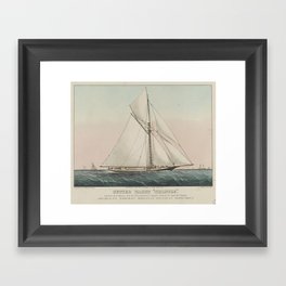 Vintage Cutter Sailing Yacht Illustration (1887) Framed Art Print
