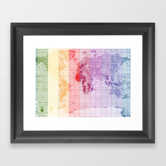 Rainbow World Map Framed Art Print